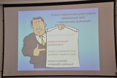 Fragment prezentacji Andrzeja Czechowskiego - Zastępcy Dyrektora Biura Służby Miar GUM
