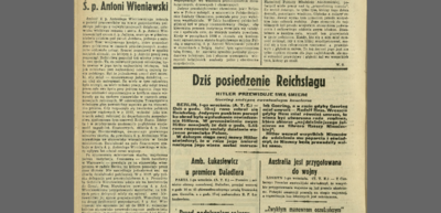 Kurjer Warszawski - wydanie wieczorne 1 września 1939 str. 8 Fotokopia strony ósmej Kurjera Warszawskiego - wydanie wieczorne 1 września 1939.