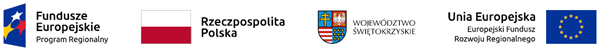 Logotypy uczestników projektu Kampus: Fundusze Europejskie, Rzeczpospolita Polska, Województwo Świętokrzyskie, Unia Europejska.