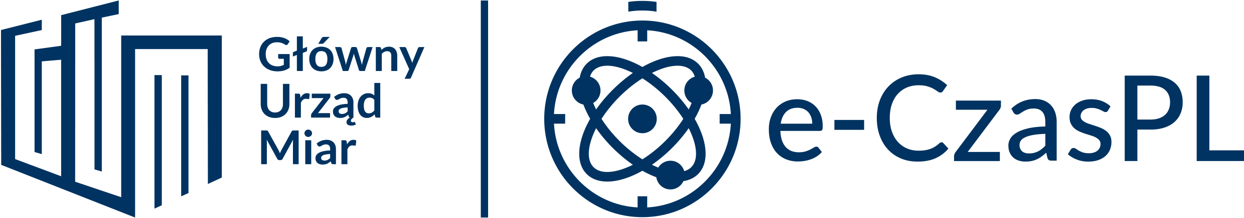 Logo e-Czas.pl - granatowe litery, w kółku spirala, z prawej strony logo GUM.